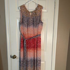 Lane Bryant A-Line Womens polka dot ombre dress with tie belt at waist size 16